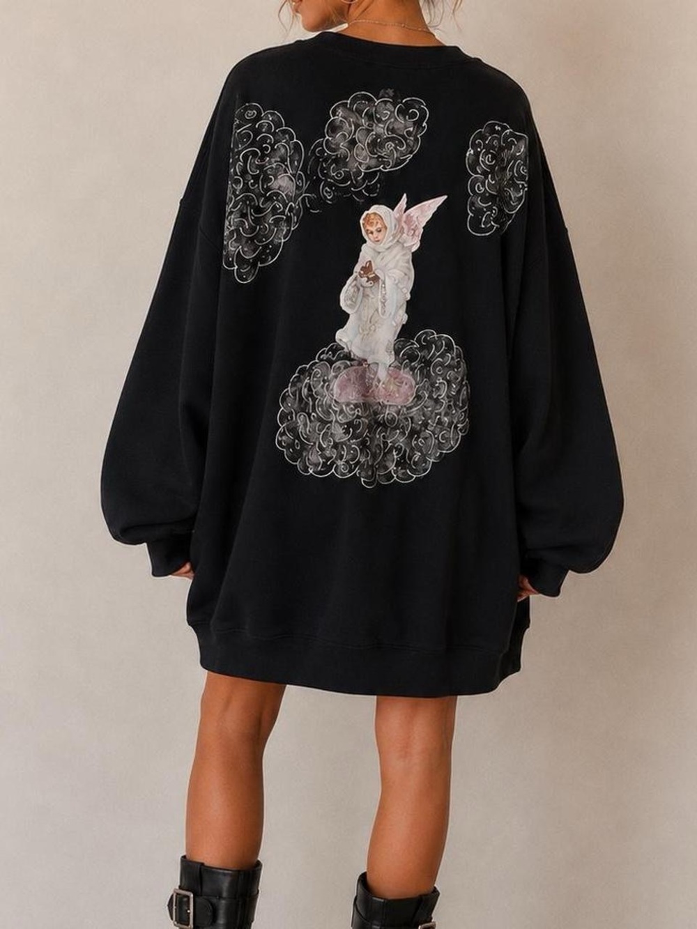 Vintage oversized hand painted Angel cardigan size XL
